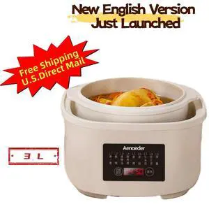Aenaeder 3L Ceramic Slow Cooker with Water-Bath Heating, Electric Soup & Stew Pot with 24H Delay Start, Auto Keep Warm, Multifunction Cooker Aenaeder 3L Ceramic Slow Cooker with Water-Bath Heating, Electric Soup & Stew Pot with 24H Delay Start, Auto Keep Warm, Multifunction Cooker