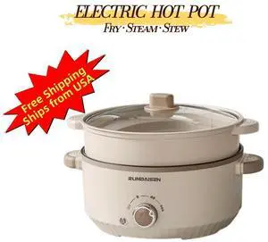 Electric Hot Pot with Steamer, 1000W Nonstick Multifunction Electric Cooker with 3 Heat Settings for Hot Pot, Soup, Noodles and Family Meals, Aenaeder Electric Hot Pot with Steamer, 1000W Nonstick Multifunction Electric Cooker with 3 Heat Settings for Hot Pot, Soup, Noodles and Family Meals, Aenaeder