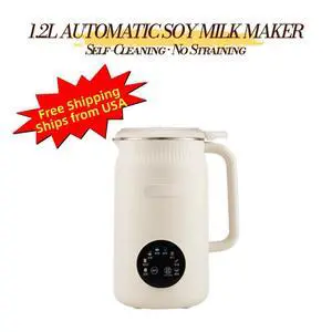 Soy Milk Maker Machine, 1.2L Large Capacity Soybean Milk Machine for 1-6 People, Automatic Self-Cleaning Blender with No Soaking, No Straining, 18-Hour Timer and 304 Stainless Steel Interior, Aenaeder Soy Milk Maker Machine, 1.2L Large Capacity Soybean Milk Machine for 1-6 People, Automatic Self-Cleaning Blender with No Soaking, No Straining, 18-Hour Timer and 304 Stainless Steel Interior, Aenaeder