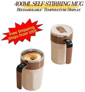 Self Stirring Mug, 400ml Rechargeable Self Mixing Coffee Mug with Temperature Display, Magnetic Mixing Cup for Coffee, Cocoa, Milk and Light Protein Drinks, LEHOGAI Self Stirring Mug, 400ml Rechargeable Self Mixing Coffee Mug with Temperature Display, Magnetic Mixing Cup for Coffee, Cocoa, Milk and Light Protein Drinks, LEHOGAI