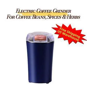 Electric Coffee Grinder, Electric Spice Grinder and Dry Food Grinder, 200W 6-Blade One-Touch Grinder for Coffee Beans, Herbs, Spices and Grains, Dark Night Blue, Aenaeder Electric Coffee Grinder, Electric Spice Grinder and Dry Food Grinder, 200W 6-Blade One-Touch Grinder for Coffee Beans, Herbs, Spices and Grains, Dark Night Blue, Aenaeder