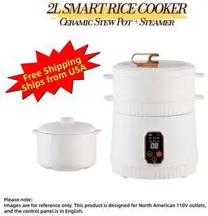 2L Compact Rice Cooker, 8-Function Multi Cooker with 1L Ceramic Stew Bowl, Steamer, Nonstick Inner Pot and Delay Timer Aenaeder 2L Compact Rice Cooker, 8-Function Multi Cooker with 1L Ceramic Stew Bowl, Steamer, Nonstick Inner Pot and Delay Timer Aenaeder