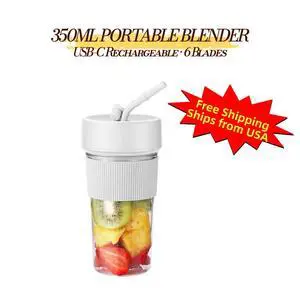 350mL Portable Blender Cup, USB-C Rechargeable Personal Smoothie Maker, 6-Blade Mini Juicer with Straw, White LEHOGAI 350mL Portable Blender Cup, USB-C Rechargeable Personal Smoothie Maker, 6-Blade Mini Juicer with Straw, White LEHOGAI