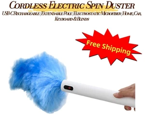 Cordless Electric Spin Duster, Rechargeable Telescopic Dusting Brush with 360° Rotating Soft Head, USB-C, for Blinds, Shelves, Car Interior & Keyboard, LEHOGAI Cordless Electric Spin Duster, Rechargeable Telescopic Dusting Brush with 360° Rotating Soft Head, USB-C, for Blinds, Shelves, Car Interior & Keyboard, LEHOGAI