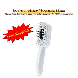 Electric Scalp Massager Comb with Serum Applicator, EMS Microcurrent, Multi-Color LED Light & Vibration, USB-C Rechargeable Hair Care Massage Brush, White, LEHOGAI Electric Scalp Massager Comb with Serum Applicator, EMS Microcurrent, Multi-Color LED Light & Vibration, USB-C Rechargeable Hair Care Massage Brush, White, LEHOGAI