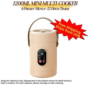 1200mL Mini Electric Cooker with Steamer, 500W Personal Rice Cooker & Hot Pot, 6 Presets, 12-Hour Delay Start, Ceramic-Glazed Pot, 1-2 Servings,Aenaeder 1200mL Mini Electric Cooker with Steamer, 500W Personal Rice Cooker & Hot Pot, 6 Presets, 12-Hour Delay Start, Ceramic-Glazed Pot, 1-2 Servings,Aenaeder