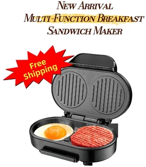 Electric Breakfast Sandwich Maker, 1000W Double-Sided Heating, 2 Round Cooking Plates, LED Indicators, Compact Countertop Grill, Black Aenaeder Electric Breakfast Sandwich Maker, 1000W Double-Sided Heating, 2 Round Cooking Plates, LED Indicators, Compact Countertop Grill, Black Aenaeder