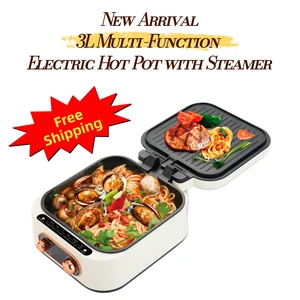 Electric Multifunction Cooker, 1600W 3L Hot Pot and Griddle Combo with 6cm Deep Pan, Upper and Lower Temperature Controls, Nonstick Indoor Grill for Family Meals Aenaeder Electric Multifunction Cooker, 1600W 3L Hot Pot and Griddle Combo with 6cm Deep Pan, Upper and Lower Temperature Controls, Nonstick Indoor Grill for Family Meals Aenaeder