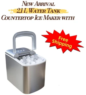 Countertop Bullet Ice Maker, 110V Portable Ice Machine, 9 Cubes/Cycle, 6-8 Min Cycle, 500g/hour, 2.1L Water Tank, 600g Ice Basket, S/L Ice Sizes, Self-Cleaning, Silver Aenaeder Countertop Bullet Ice Maker, 110V Portable Ice Machine, 9 Cubes/Cycle, 6-8 Min Cycle, 500g/hour, 2.1L Water Tank, 600g Ice Basket, S/L Ice Sizes, Self-Cleaning, Silver Aenaeder