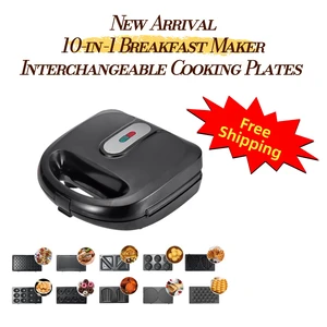 10-in-1 750W Electric Multi-Plate Breakfast Maker with Removable Plates for Waffles Sandwiches Panini and Snacks Aenaeder 10-in-1 750W Electric Multi-Plate Breakfast Maker with Removable Plates for Waffles Sandwiches Panini and Snacks Aenaeder