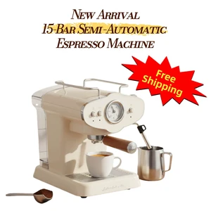 15 Bar Semi-Automatic Espresso Machine, 110V Countertop Coffee Maker with Steam Wand, Removable Water Tank, Cup Warmer, Cream Aenaeder 15 Bar Semi-Automatic Espresso Machine, 110V Countertop Coffee Maker with Steam Wand, Removable Water Tank, Cup Warmer, Cream Aenaeder