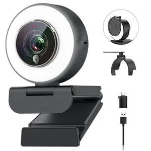 Angetube 4K Webcam with Ring Light - Web Cam 4K UHD, PDAF Autofocus, 1080P 60FPS, 2 Noise Reduction Mics, USB-A/C, Privacy Cover, Computer Web Camera for Desktop PC Laptop Mac, Zoom Teams Twitch Angetube 4K Webcam with Ring Light - Web Cam 4K UHD, PDAF Autofocus, 1080P 60FPS, 2 Noise Reduction Mics, USB-A/C, Privacy Cover, Computer Web Camera for Desktop PC Laptop Mac, Zoom Teams Twitch