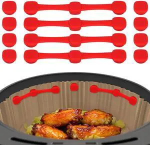 Air Fryer Magnets for Parchment Paper, Upgraded Powerful Magnetic Silicone Buckle for Holding Down Parchment Paper Liners, Lock Disposable Liners Safely and Prevent Paper to Burn Air Fryer Magnets for Parchment Paper, Upgraded Powerful Magnetic Silicone Buckle for Holding Down Parchment Paper Liners, Lock Disposable Liners Safely and Prevent Paper to Burn