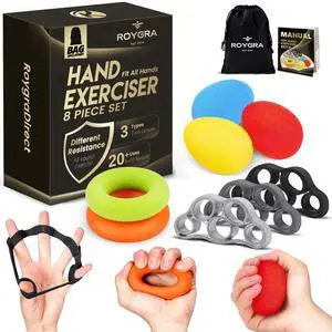 Grip Strength Trainer (8 Pack), Forearm Strengthener, Stress Balls for Adults, Hand Strengthening Devices, Wrist Finger Strengthener, Physical Therapy Exercise Equipment, Golf Baseball Climbing Grip Strength Trainer (8 Pack), Forearm Strengthener, Stress Balls for Adults, Hand Strengthening Devices, Wrist Finger Strengthener, Physical Therapy Exercise Equipment, Golf Baseball Climbing