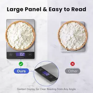 Food Scale, 33lb Rechargeable 304 Stainless Steel Digital Kitchen Scale Weight Grams and Ounces with LCD Display and Type-C Charging for Meal Prep, Baking and Cooking Food Scale, 33lb Rechargeable 304 Stainless Steel Digital Kitchen Scale Weight Grams and Ounces with LCD Display and Type-C Charging for Meal Prep, Baking and Cooking