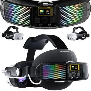 Head Strap with 10000mAh Battery for Meta Quest 3/3S Transparent RGB Lighting, Smart Power Display & Carbon Fiber Finish, Adjustable VR Headset Strap for Enhanced Comfort and Balance Head Strap with 10000mAh Battery for Meta Quest 3/3S Transparent RGB Lighting, Smart Power Display & Carbon Fiber Finish, Adjustable VR Headset Strap for Enhanced Comfort and Balance