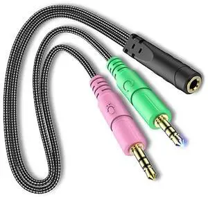 PC Headset/Microphone Splitter Adapter Cable Y-Splitter Compatible with Astro A10 A40, Turtle Beach, HyperX Cloud SteelSeries, Sennheiser, Razer & Other Gaming Smartphone Headsets PC Headset/Microphone Splitter Adapter Cable Y-Splitter Compatible with Astro A10 A40, Turtle Beach, HyperX Cloud SteelSeries, Sennheiser, Razer & Other Gaming Smartphone Headsets