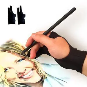 Drawing Glove, 3-Layer Palm Rejection Digital Art Glove for Graphic Tablet, Artist Gloves with Two Fingers for iPad, Paper Sketching, Smudge Guard (2 PCS, Extra small) Drawing Glove, 3-Layer Palm Rejection Digital Art Glove for Graphic Tablet, Artist Gloves with Two Fingers for iPad, Paper Sketching, Smudge Guard (2 PCS, Extra small)