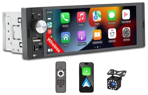 Single DIN Car Stereo with Wireless Apple CarPlay, Android Auto Car Radio | 6.36" IPS Touchscreen, Bluetooth 5.2, FM/AM RDS Radio, Backup Camera Support, Type-C & Dual USB, 4x60W Audio Output Single DIN Car Stereo with Wireless Apple CarPlay, Android Auto Car Radio | 6.36" IPS Touchscreen, Bluetooth 5.2, FM/AM RDS Radio, Backup Camera Support, Type-C & Dual USB, 4x60W Audio Output