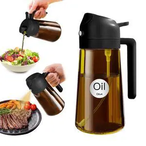 16oz/470ml Light Blocking Oil Sprayer for Cooking with Stickers, Food-Grade 2 in 1 Olive Oil Dispenser Bottle for Kitchen, Premium Dark Amber Glass Oil Bottle for Air Fryer, BBQ (Black) 16oz/470ml Light Blocking Oil Sprayer for Cooking with Stickers, Food-Grade 2 in 1 Olive Oil Dispenser Bottle for Kitchen, Premium Dark Amber Glass Oil Bottle for Air Fryer, BBQ (Black)