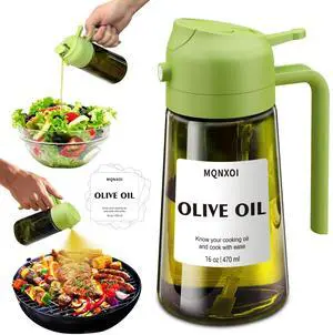 Olive Oil Sprayer for Cooking, 16oz Glass 2 in 1 Oil Dispenser Bottle Olive Oil Sprayer for Cooking, 16oz Glass 2 in 1 Oil Dispenser Bottle