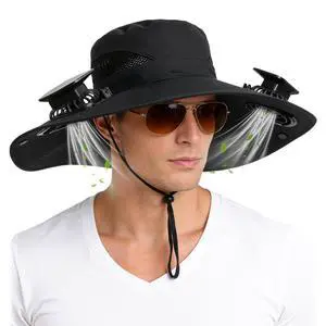Solar Panel Powered Fan Built in Wide Brim Outdoor Fishing Hat USB Solar Charging,2-in-1 UPF 50+ Wide Brim Sun Hat,for Camping Hiking Beach Summer Safari Black Solar Panel Powered Fan Built in Wide Brim Outdoor Fishing Hat USB Solar Charging,2-in-1 UPF 50+ Wide Brim Sun Hat,for Camping Hiking Beach Summer Safari Black