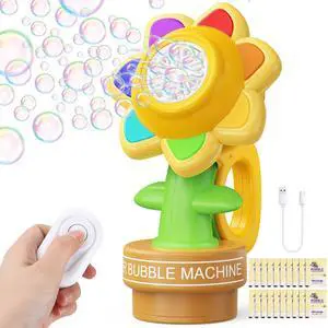 Remote Control Flower Bubble Machine for Kids Toy Ages 3 4 5 6 7 8 | Direct Charge, LED Light, Automatic Dance, 2 Mode Play, Bubble Maker Wands Christmas Birthday Easter Valentines Gift, Wedding Remote Control Flower Bubble Machine for Kids Toy Ages 3 4 5 6 7 8 | Direct Charge, LED Light, Automatic Dance, 2 Mode Play, Bubble Maker Wands Christmas Birthday Easter Valentines Gift, Wedding