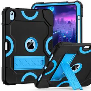 Case for iPad 11-inch (A16) 2025/ iPad 10th Generation 2022 (10.9 inch), Shockproof Cover 10th Generation with Pencil Holder & Kickstand, Black+Blue Case for iPad 11-inch (A16) 2025/ iPad 10th Generation 2022 (10.9 inch), Shockproof Cover 10th Generation with Pencil Holder & Kickstand, Black+Blue