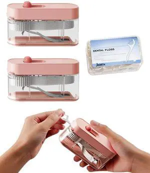 2 Pack Automatic Floss Pick Dispenser Portable Travel Floss Picks with Hygienic Sealed Design Pop-up Floss Holder for Purse & Pocket Includes 70 Dental Flossers & Travel Toiletry Kit (Pink) 2 Pack Automatic Floss Pick Dispenser Portable Travel Floss Picks with Hygienic Sealed Design Pop-up Floss Holder for Purse & Pocket Includes 70 Dental Flossers & Travel Toiletry Kit (Pink)