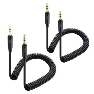2-Pack Coiled 3.5mm Male to Male Audio Cable, 2 to 4ft | Stereo Audio Cable, Gold-Plated Connectors, Portable Coiled Design 2-Pack Coiled 3.5mm Male to Male Audio Cable, 2 to 4ft | Stereo Audio Cable, Gold-Plated Connectors, Portable Coiled Design
