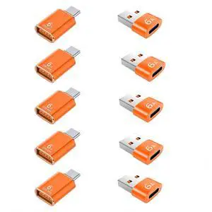 10-Pack 10Gbps/120W USB C to USB Adapter & C Male to 3.1 Female Charger,Compatible with MacBook Pro/Air, iPhone 17 16 15 Pro Max/15 Plus/14 13 12 Samsung Galaxy S25/S24/S23/S22(Orange) 10-Pack 10Gbps/120W USB C to USB Adapter & C Male to 3.1 Female Charger,Compatible with MacBook Pro/Air, iPhone 17 16 15 Pro Max/15 Plus/14 13 12 Samsung Galaxy S25/S24/S23/S22(Orange)