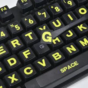 2PCS English Keyboard Stickers, Large Letters Full Set Keyboard Letter Replacement Stickers for Laptop PC Computer, Matte English Keyboard Alphabet Sticker Black Background with Yellow Lettering 2PCS English Keyboard Stickers, Large Letters Full Set Keyboard Letter Replacement Stickers for Laptop PC Computer, Matte English Keyboard Alphabet Sticker Black Background with Yellow Lettering