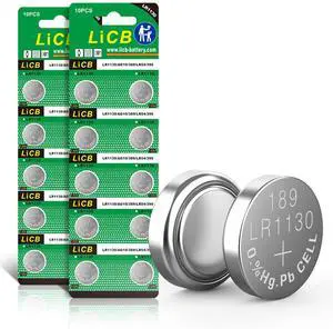 LiCB 20 Pack LR1130 AG10 Battery 1.5V Long-Lasting Alkaline Button Cell Batteries LiCB 20 Pack LR1130 AG10 Battery 1.5V Long-Lasting Alkaline Button Cell Batteries