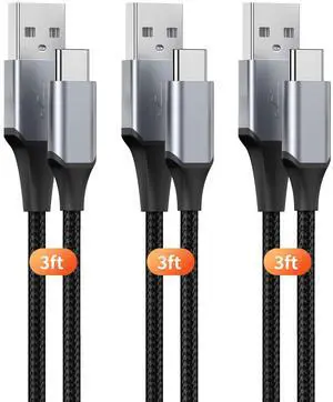 USB-C Cable 3A Fast Charging, 3-Pack 3ft USB A to Type C Charge Nylon Braided Cord for 17 16 15 Plus, Pro Max,iPad, Galaxy S25 S24 23,Type-C Devices - Black USB-C Cable 3A Fast Charging, 3-Pack 3ft USB A to Type C Charge Nylon Braided Cord for 17 16 15 Plus, Pro Max,iPad, Galaxy S25 S24 23,Type-C Devices - Black