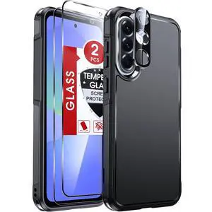 LeYi for Samsung Galaxy A36-5G Phone Case: with 2PCS Screen Protector + 1PCS Camera Lens Protector, Full-Body Non-Slip Heavy Duty Shockproof Protective Cell para A 36 Android Cover, Black LeYi for Samsung Galaxy A36-5G Phone Case: with 2PCS Screen Protector + 1PCS Camera Lens Protector, Full-Body Non-Slip Heavy Duty Shockproof Protective Cell para A 36 Android Cover, Black