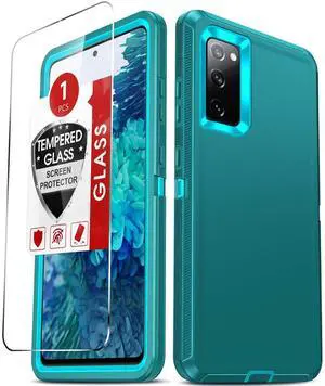 LeYi for Galaxy-S20-FE-5G Case: 3 in 1 Full Body with Tempered Glass, Teal LeYi for Galaxy-S20-FE-5G Case: 3 in 1 Full Body with Tempered Glass, Teal