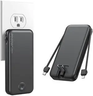Nusyddy Portable Charger 10000mAh PD20W w/Built-in Cables & Wall Plug Black Nusyddy Portable Charger 10000mAh PD20W w/Built-in Cables & Wall Plug Black
