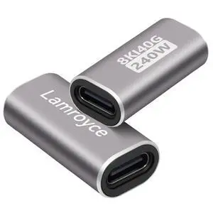 240W USB Type-C Coupler 2 Pack, USB 4.0 Type C Female to Female Extender Adapter Connector Support 240W PD 3.1 Fast Charging,40Gbps Data Transfer,8K@60Hz Video Output (Compatible with Thunderbolt 4/3) 240W USB Type-C Coupler 2 Pack, USB 4.0 Type C Female to Female Extender Adapter Connector Support 240W PD 3.1 Fast Charging,40Gbps Data Transfer,8K@60Hz Video Output (Compatible with Thunderbolt 4/3)