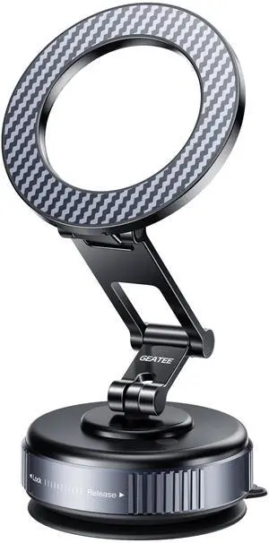 Compatible MagSafe Car Mount - GEATEE Vacuum Magnetic Phone Holder for Car, 360° Adjustable Foldable Car Dash Mount, Reinforced 110+LBS Suction Phone Mount for iPhone 17/16/15/14/13/12&Android, Carbon Compatible MagSafe Car Mount - GEATEE Vacuum Magnetic Phone Holder for Car, 360° Adjustable Foldable Car Dash Mount, Reinforced 110+LBS Suction Phone Mount for iPhone 17/16/15/14/13/12&Android, Carbon