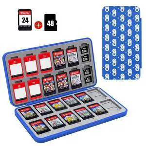 FYY Nintendo Switch Game Case Holder for Switch 2 Cartridge Case with 24 Game Card Slots & 48 Micro SD Card Slots, Hard Shell, Silicone Lining Navy Gamepad Dot Pattern FYY Nintendo Switch Game Case Holder for Switch 2 Cartridge Case with 24 Game Card Slots & 48 Micro SD Card Slots, Hard Shell, Silicone Lining Navy Gamepad Dot Pattern