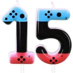 Gaming Candle,Level 15 Number Birthday Cake Candles,15 Birthday Decorations for Boys,15th Birthday Candle Gamepad Birthday Candles,Video Game Controller Themed Birthday Party Supplies (Number 15) Gaming Candle,Level 15 Number Birthday Cake Candles,15 Birthday Decorations for Boys,15th Birthday Candle Gamepad Birthday Candles,Video Game Controller Themed Birthday Party Supplies (Number 15)