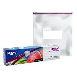 PAMI Jumbo 2.5 Gallon Slider Storage Bags, 10-Pack Leakproof Reusable Freezer Bags with Bottom, Write-On Label, Food Safe Zipper Bags PAMI Jumbo 2.5 Gallon Slider Storage Bags, 10-Pack Leakproof Reusable Freezer Bags with Bottom, Write-On Label, Food Safe Zipper Bags
