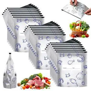 30Pcs Reusable Aluminum Foil Sealable Storage Bags, 2026 New Resealable Vacuum Zipper Pouches for Food, Stand Up Foil Sealable Bags with Label and Zip Lock for Vegetable (Large) 30Pcs Reusable Aluminum Foil Sealable Storage Bags, 2026 New Resealable Vacuum Zipper Pouches for Food, Stand Up Foil Sealable Bags with Label and Zip Lock for Vegetable (Large)