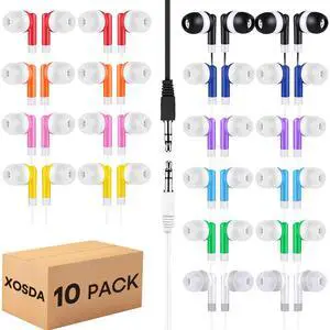 XOSDA 10 Pack Wired Bulk Earbuds, Affordable in Ear Headphones Earphones with 3.5mm Jack for School Classroom Kids Students Computer Laptop XOSDA 10 Pack Wired Bulk Earbuds, Affordable in Ear Headphones Earphones with 3.5mm Jack for School Classroom Kids Students Computer Laptop