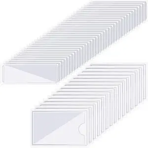 100 Pieces Clear Adhesive Pockets Holder and Clear Binder Label Business Card Pockets Card Holder for Organizing and Protecting Labels, Business Cards, Photos 100 Pieces Clear Adhesive Pockets Holder and Clear Binder Label Business Card Pockets Card Holder for Organizing and Protecting Labels, Business Cards, Photos