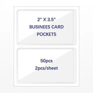 IMAGAME Clear Adhesive Business Card Pockets, 50 Pack IMAGAME Clear Adhesive Business Card Pockets, 50 Pack