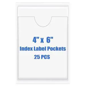 Origin-Joy 25 PCS Self-Adhesive Index Label Pockets, Clear Plastic Peel & Stick Card Holders with Top Open for Loading (4 x 6 inch) Origin-Joy 25 PCS Self-Adhesive Index Label Pockets, Clear Plastic Peel & Stick Card Holders with Top Open for Loading (4 x 6 inch)