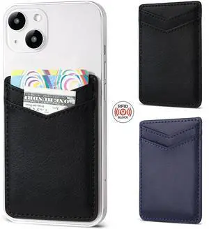 2Pack Phone Wallet,Leather Phone Card Holder Adhesive Stick On Credit Card Pocket for Back of Phone Case iPhone and Android-Black,Navy Blue 2Pack Phone Wallet,Leather Phone Card Holder Adhesive Stick On Credit Card Pocket for Back of Phone Case iPhone and Android-Black,Navy Blue
