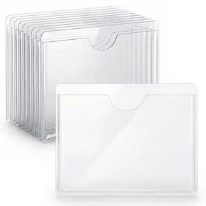 10 Pcs Clear Adhesive Business Card Holder Pockets with Top Open, Plastic Library Card Sleeves, Adhesive Label Pockets for Storage Bins Boxes Organizing Notebooks Name Tags Planners, 3.9 X 3 Inch 10 Pcs Clear Adhesive Business Card Holder Pockets with Top Open, Plastic Library Card Sleeves, Adhesive Label Pockets for Storage Bins Boxes Organizing Notebooks Name Tags Planners, 3.9 X 3 Inch