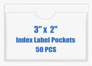 Origin-Joy 50 PCS Self-Adhesive Index Label Pockets, Clear Plastic Peel & Stick Card Holders with Top Open for Loading (3 x 2 inch) Origin-Joy 50 PCS Self-Adhesive Index Label Pockets, Clear Plastic Peel & Stick Card Holders with Top Open for Loading (3 x 2 inch)
